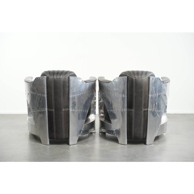Industrial Black Cowhide Aviator Chairs, Set of 2 For Sale - Image 4 of 17