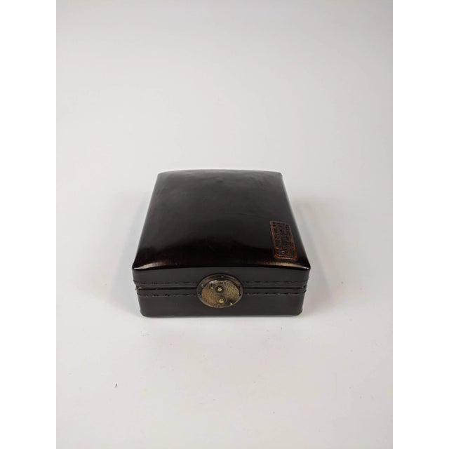 20th Century Rectangular Black Lacquer Leather Jewelry Box For Sale - Image 4 of 10