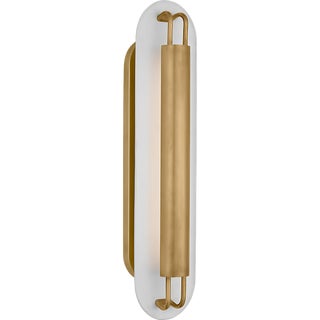 Kelly Wearstler for Visual Comfort Signature Teline 24" Oval Sconce in Antique-Burnished Brass and Matte White For Sale