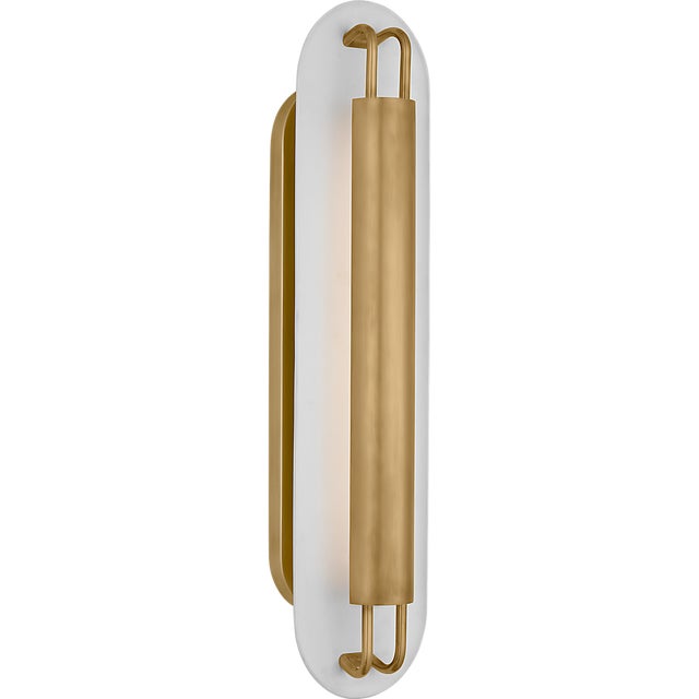 Kelly Wearstler for Visual Comfort Signature Teline 24" Oval Sconce in Antique-Burnished Brass and Matte White For Sale
