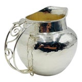 1980s Whimsical Emilia Castillo Water Pitcher in Hammered Silver Finish, Mexico Silver For Sale
