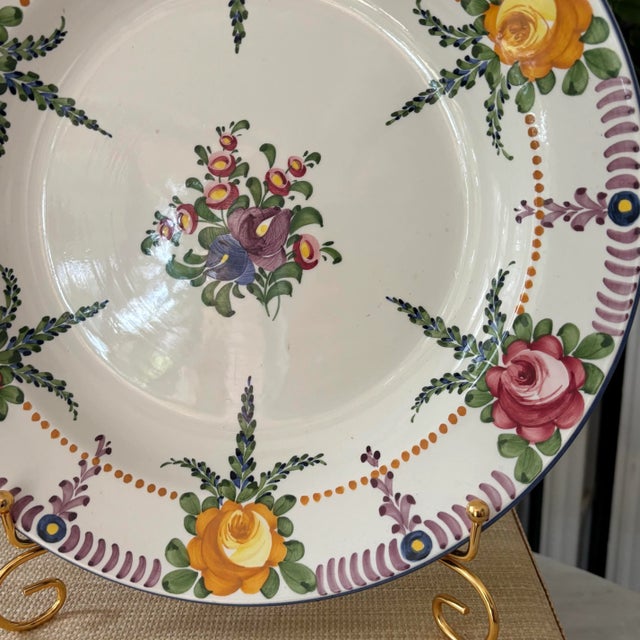 Vintage Hand-Painted Faience Wall Plate by Zell For Sale - Image 4 of 10