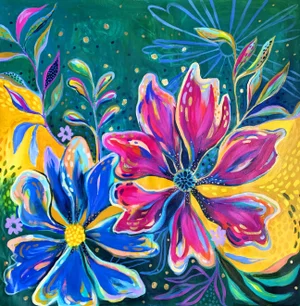 Floral Expressionistic Painting "Belles Blooming" by Jessi Raulet