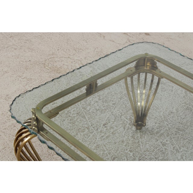 Labarge Stunning Hollywood Regency Brass & Glass Coffee Table For Sale - Image 9 of 14
