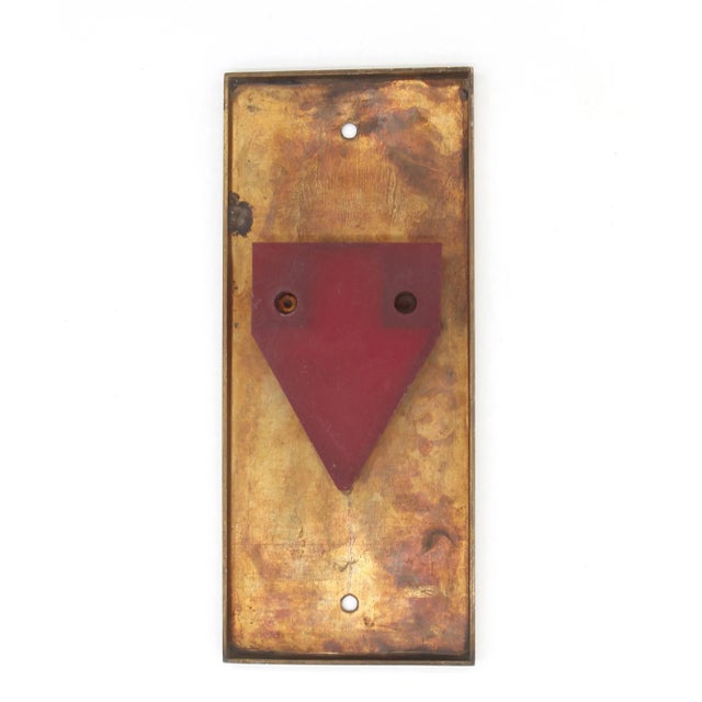 Traditional Mid 20th Century Reclaimed Red Lucite Down Indicator Brass Elevator Plate For Sale - Image 3 of 3