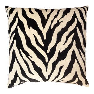 Woven Zebra Print Pillow Solid Reverse Side For Sale