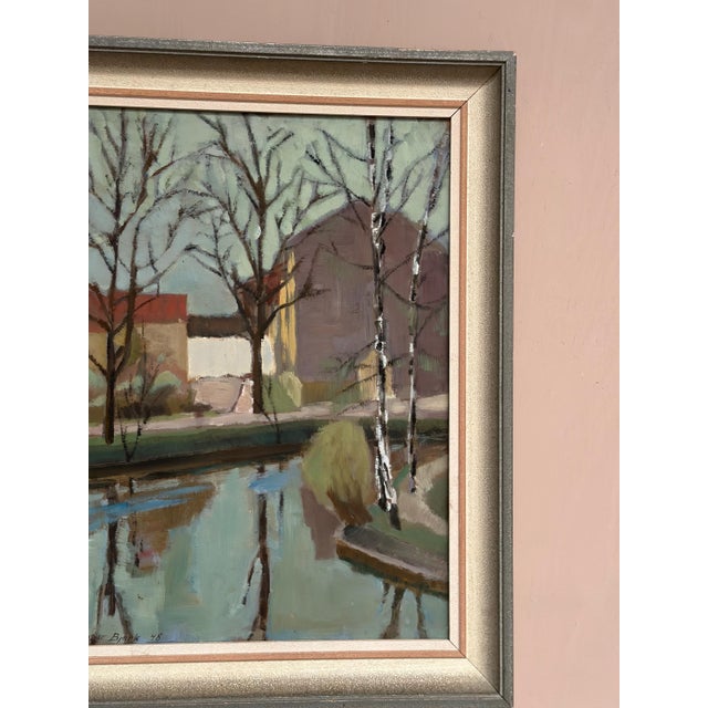 Ingvar Björk, Landscape with Trees & Buildings, 1948, Oil on Canvas, Framed For Sale - Image 9 of 18