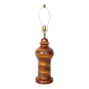 Ginger Jar Table Lamp in Stacked Mixed Hardwood, 1970's