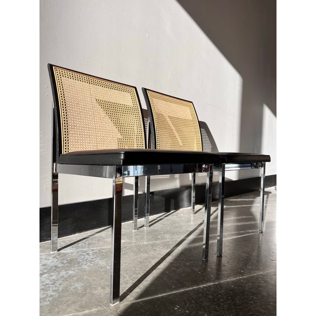 Set of 6 Mid 20th Century Attributed to Paul McCobb for Lane Chrome Dining Chairs. New Vinyl Upholstered Cushions & new...