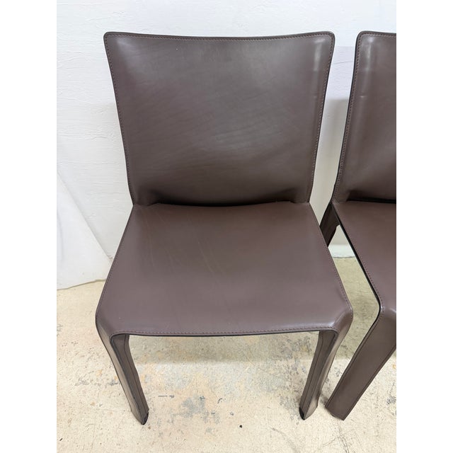 Mario Bellini Cab 413 Brown Leather Dining Chairs for Cassina - Set of Six For Sale - Image 14 of 18