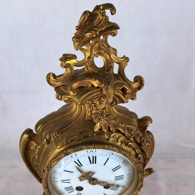 Antique Neo-Rococo Pendulum Clock in Bronze, 1850 For Sale - Image 6 of 18