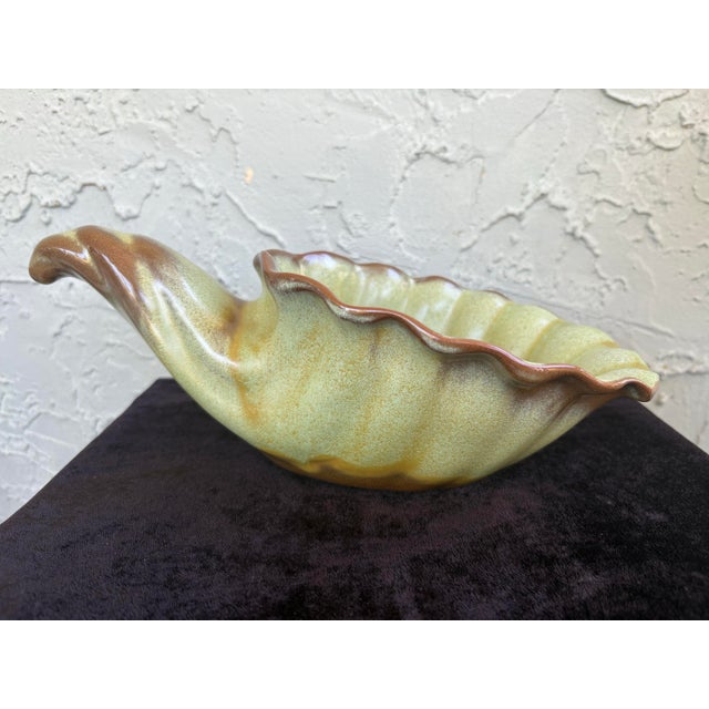 Contemporary Vintage Organic Modern Studio Pottery Shell Form Centerpiece Bowl For Sale - Image 3 of 8