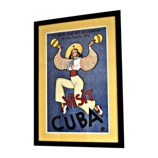 Framed Vintage Cuban Travel Poster For Sale