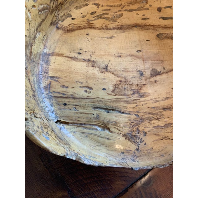 Late 20th Century Large Hand‑Turned Hackberry Wood Live Edge Bowl for ...