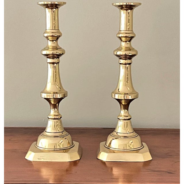 Vintage English Brass Push Up Candle Holders a Pair Chairish