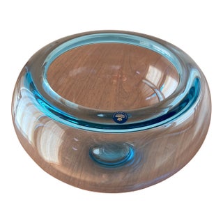 Royal Copenhagen “Provence” Sea Blue Crystal Bowl, Per Lütken Design, 25 Cm (10”) For Sale