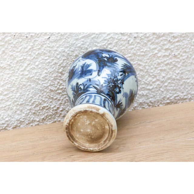 Blue Rich Cobalt Blue & White Porcelain Vase For Sale - Image 8 of 9