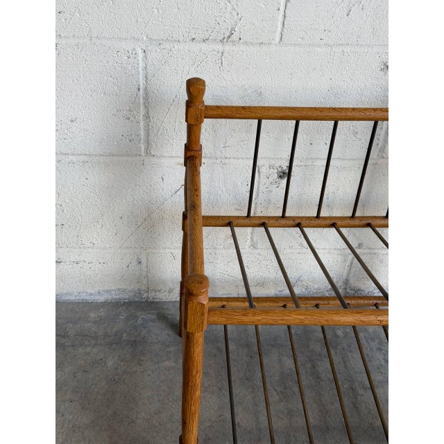 Wood Oak Shoe Rack With Metal Spindles Danish Mid-Century Modern 1970s For Sale - Image 7 of 9