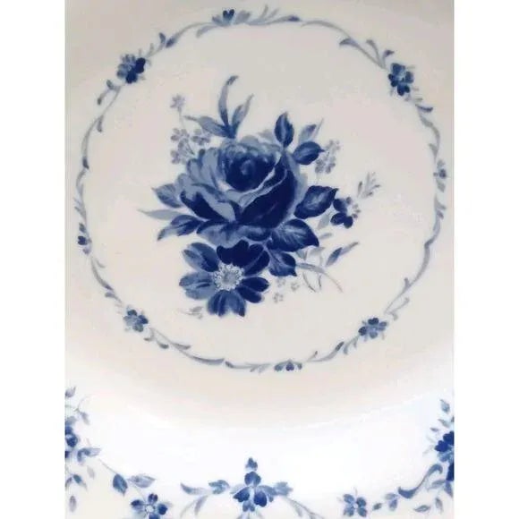 1940s Hoya China 9" Soup Plate Blue Flowers Japan Porcelain Floral Replacement For Sale - Image 4 of 13