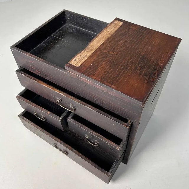 Mid-Century Modern Shōwa Period Japanese Haribako Sewing Cabinet, 1920s For Sale - Image 3 of 9