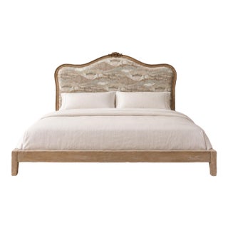 Mid 20th Century French Louis XV Provincial Upholstered Queen Bed For Sale