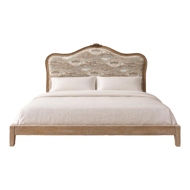 Mid 20th Century French Louis XV Provincial Upholstered Queen Bed For Sale