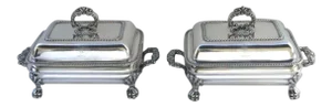 19th Century Sheffield Silver Plated Entree Hot Serving Dishes - A Pair