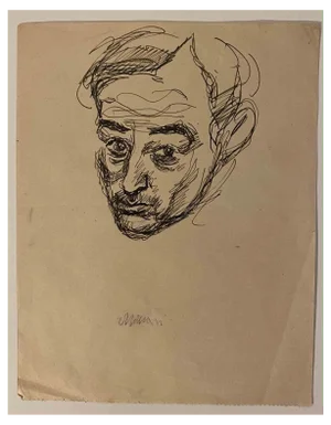 Mino Maccari, Portrait, Drawing, Mid-20th Century