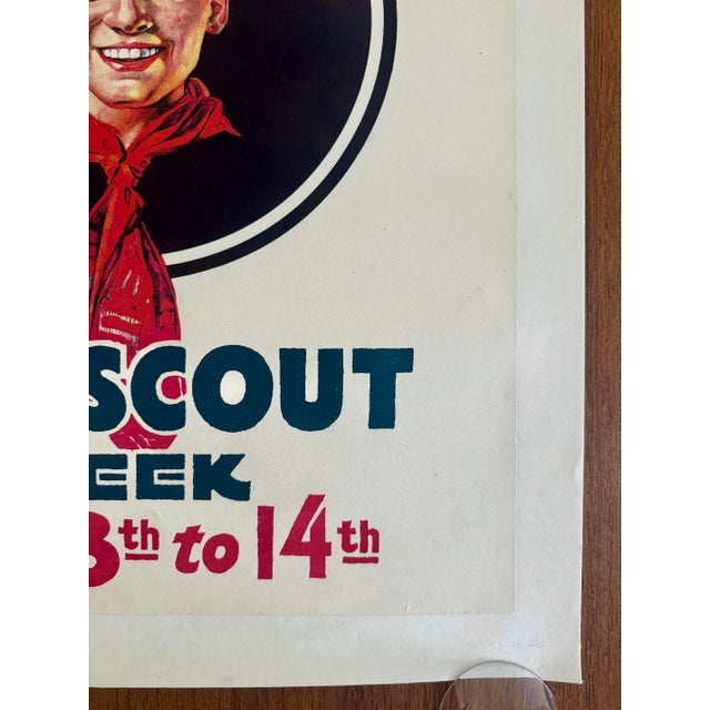 1910s 1910s Boost! Boy Scout Week Original 1919 Boy Scout Promotional Poster Norman Rockwell Art 21 X 27.5” For Sale - Image 5 of 5