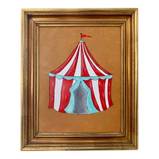 Contemporary Impressionist Style Circus Tent Painting, Framed For Sale