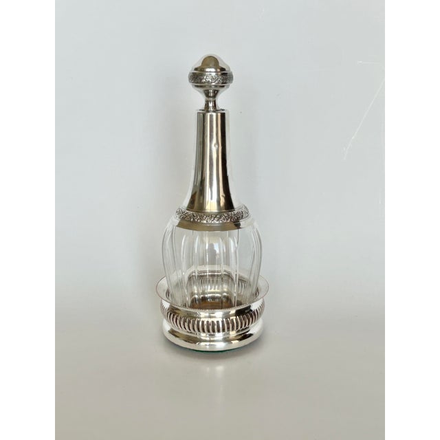 Silver Antique French Baccarat Crystal Sterling Silver Liquor Decanter Ravinet d'Enfert For Sale - Image 8 of 8