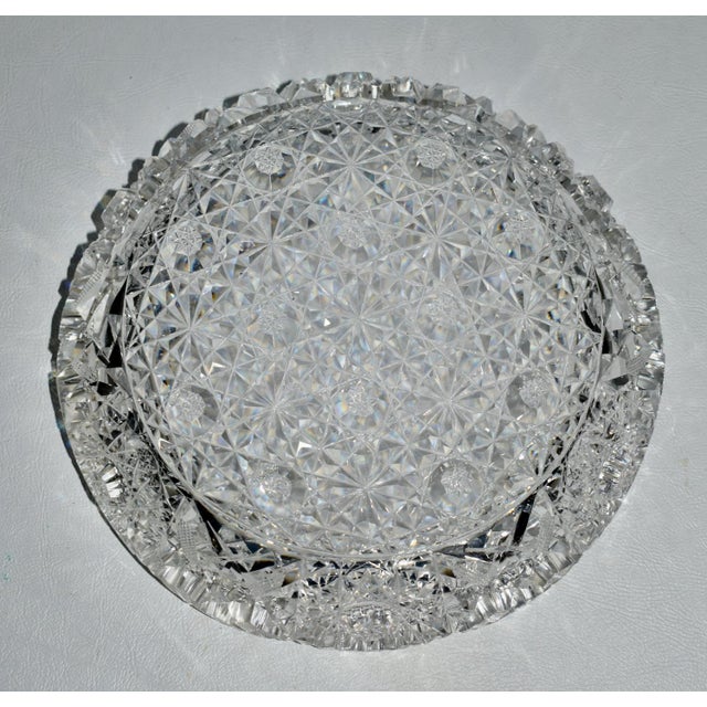 Antique American Brilliant Cut Crystal Shallow Bowl For Sale - Image 10 of 11
