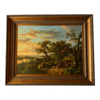 Late 20th Century Large Reproduction Landscape Oil on Canvas Painting Signed by R. Collins For Sale