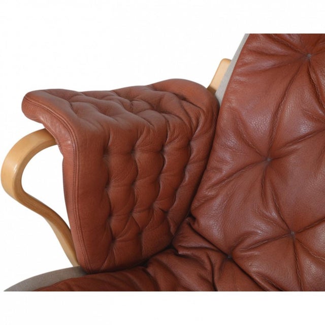 1990s Vintage Stud Chair in Cognac Leather by Bruno Mathson, 1990s For Sale - Image 5 of 16