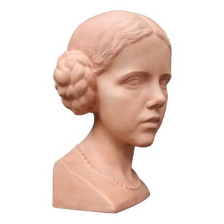 Fritz Wolber, Bust of a Woman, 1920s-1940s, Clay For Sale