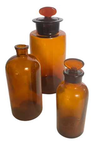 20th Century French Cobalt Orange Pharmacy Bottles, Set of 3