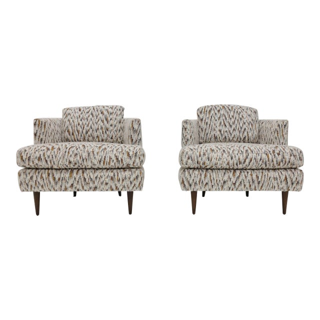 Mid-20th Century Lounge Chairs by Edward Wormley for Dunbar in Holland & Sherry Fabric, Set of 2 For Sale