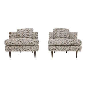 Mid-20th Century Lounge Chairs by Edward Wormley for Dunbar in Holland & Sherry Fabric, Set of 2