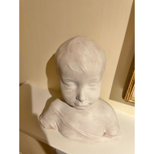 Sculpture Materials Plaster Bust of a Young Boy For Sale - Image 7 of 9