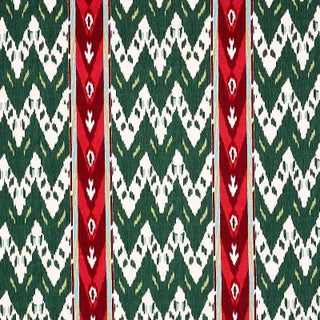 Sample- Schumacher Samar Ikat Velvet Fabric in Green For Sale