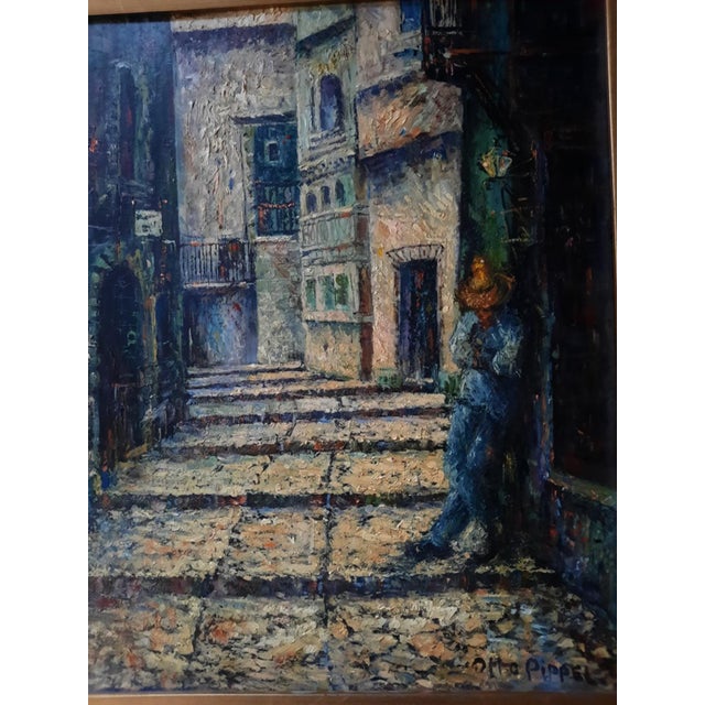 Impressionist Mid 20th Century German Impressionist Alley Scene Oil Painting by Otto Pippel For Sale - Image 3 of 6