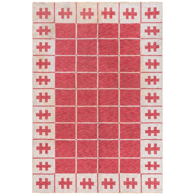 Doris Leslie Blau Vintage Swedish Reversible Flat-Weave Wool Rug For Sale