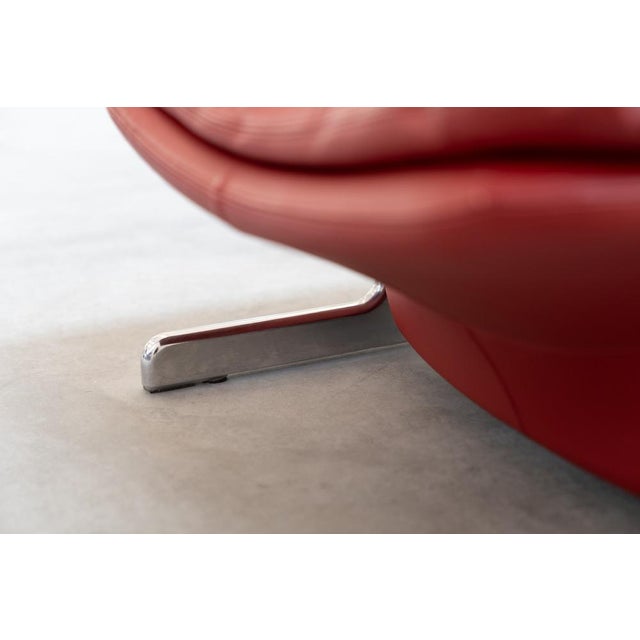 Set of Lounge Chair and Footrest in Red Leather by Vitelli e Ammannati for Brunati, 1970s-1980s For Sale - Image 13 of 18