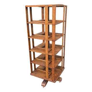 Antique John Danner Oak Five-Tier Revolving Bookcase, Canton Ohio For Sale