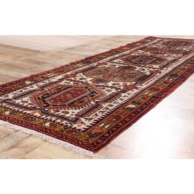 Beige Vintage Persian Heriz Rug Runner, 03'08 X 11'01 For Sale - Image 8 of 10