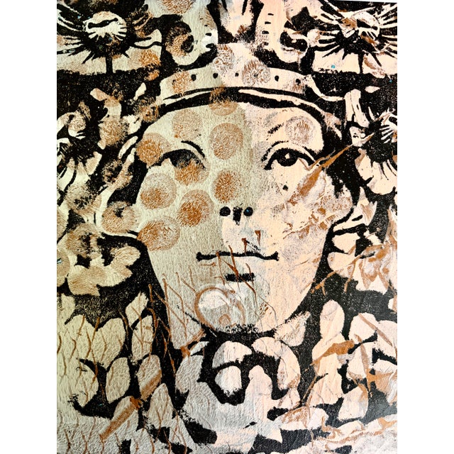 This is a one-of-a-kind print (monoprint) combining various medium. I have transferred my own photo of a beautiful carved...