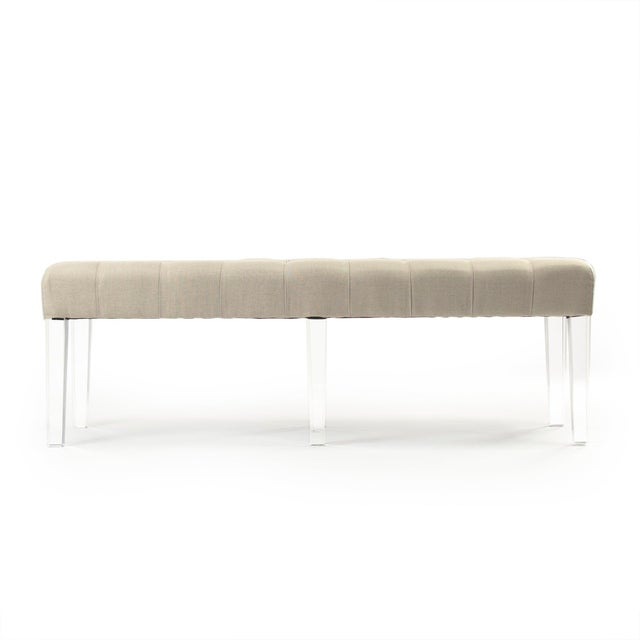 The Meline Bench from Zentique is a modern bench with a natural linen seat on a clear acrylic base. At 55" wide, it...