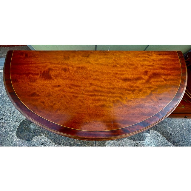 Mid 20th Century Pair of Grand Rapids Imperial Furniture Demilune Adams Style Paint Decorated Cabinets For Sale - Image 10 of 12