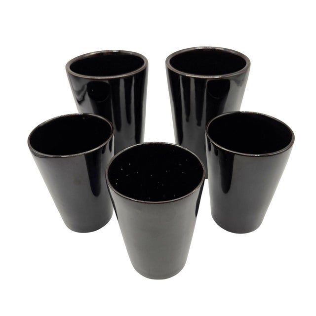 1960s 1960s Black Ceramic Mid Century 34 Piece Dinner Plate, Cup & Tea Set For Sale - Image 5 of 13