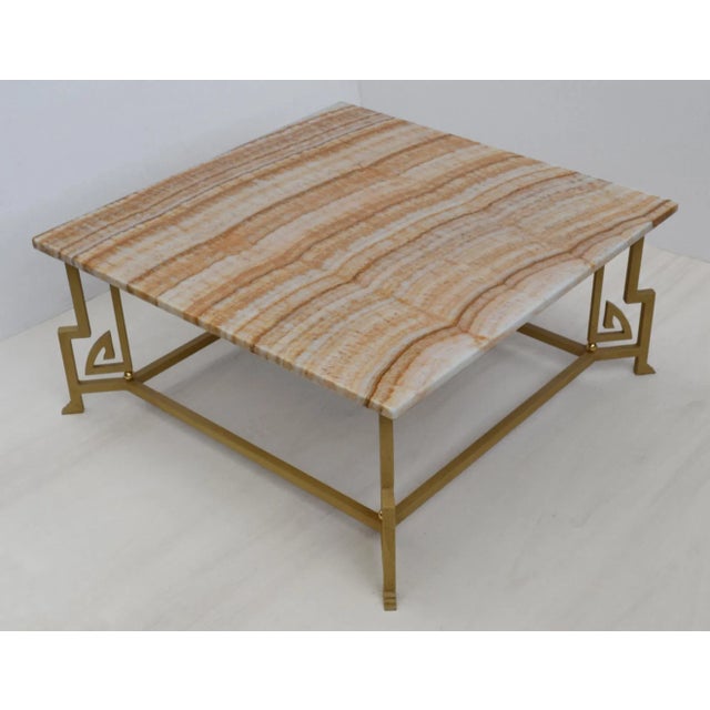 Coffee Table with Square Onyx Top and Wrought Iron Base from Cupioli Living For Sale - Image 6 of 6